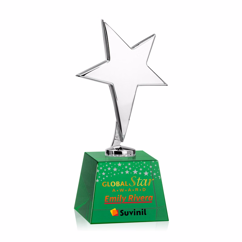 Tuscany Chrome Star VividPrint™ Award on Robson Base - Green