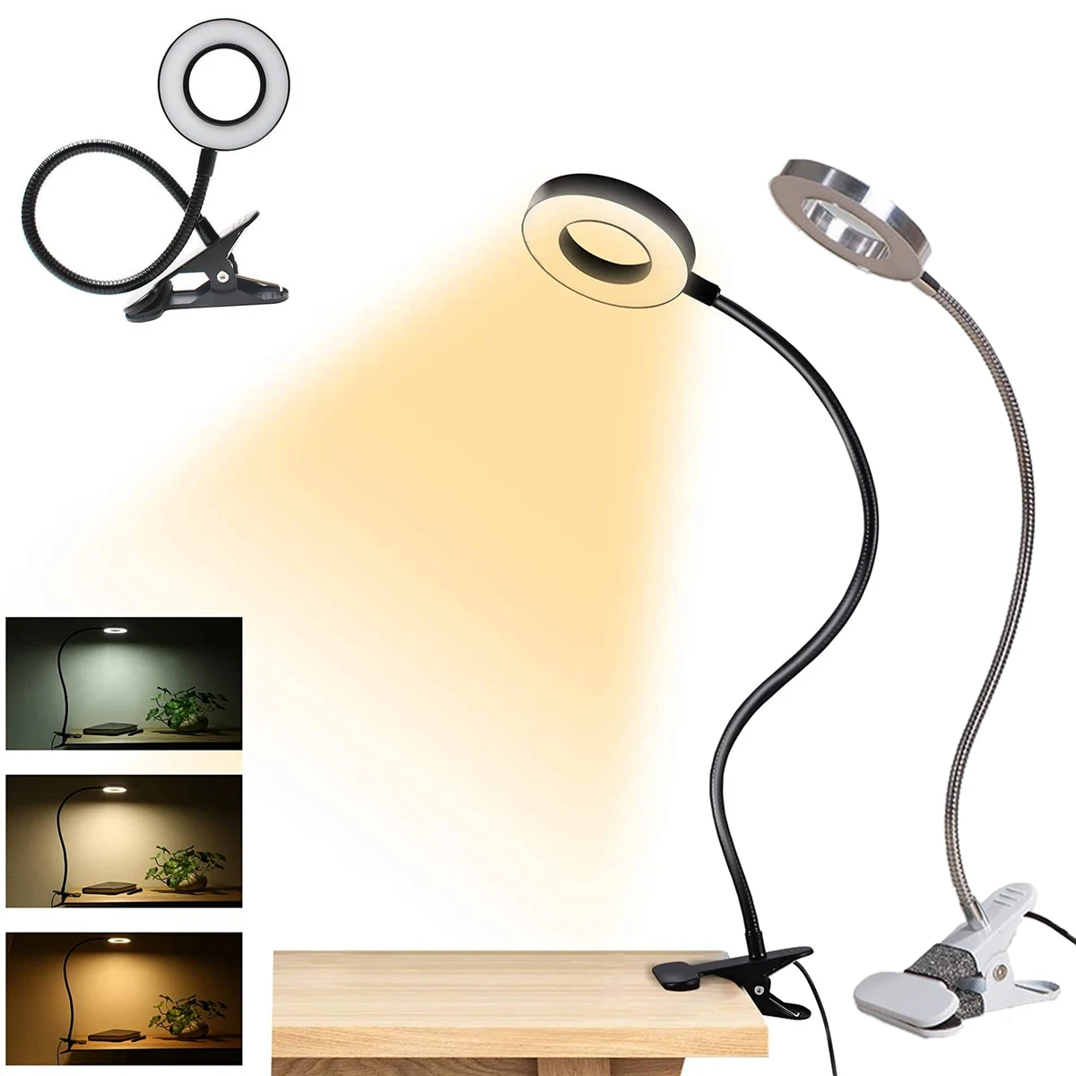 Led Adjustable Flexible Gooseneck Clip Table Lamp 1