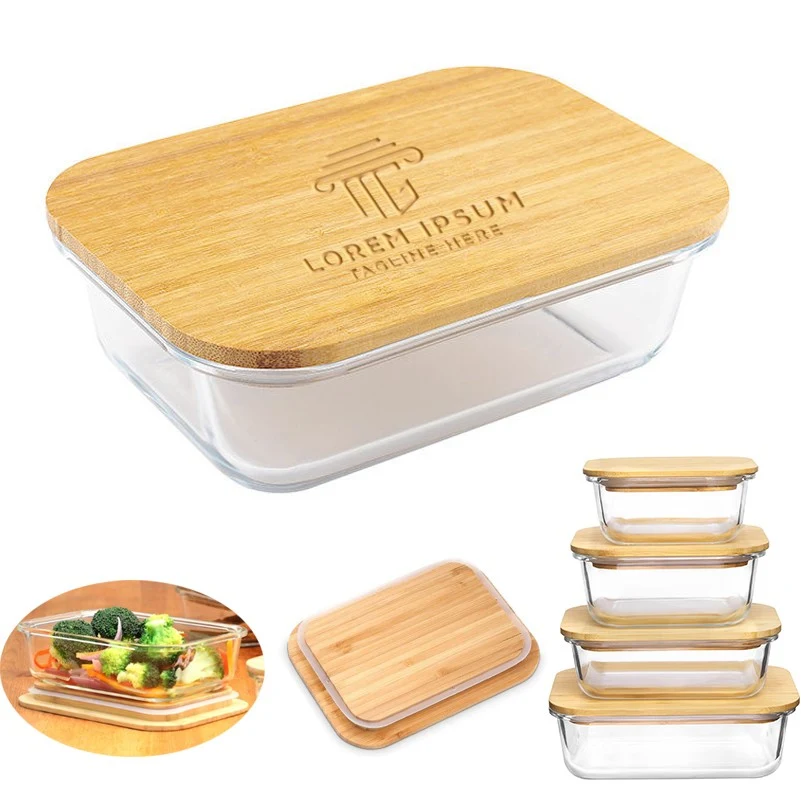 21 oz Glass Food Container w/Bamboo Lid 1