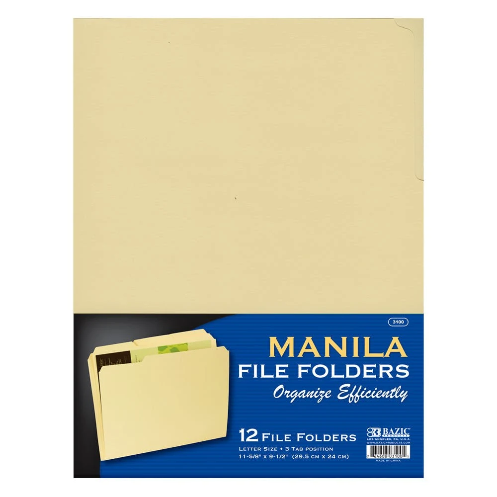 Manila File Folders - 12 Pack Letter Size 1
