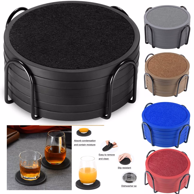 6 Packs Absorbent Coasters for Drinks with Holder