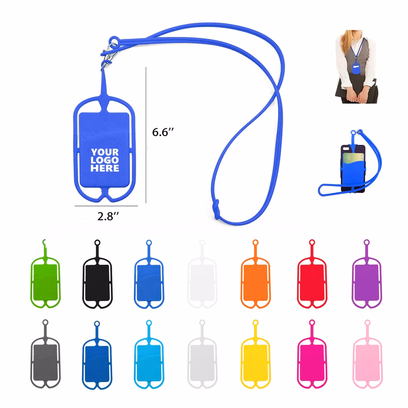 Silicone Phone Card Holder With Lanyard MOQ100
