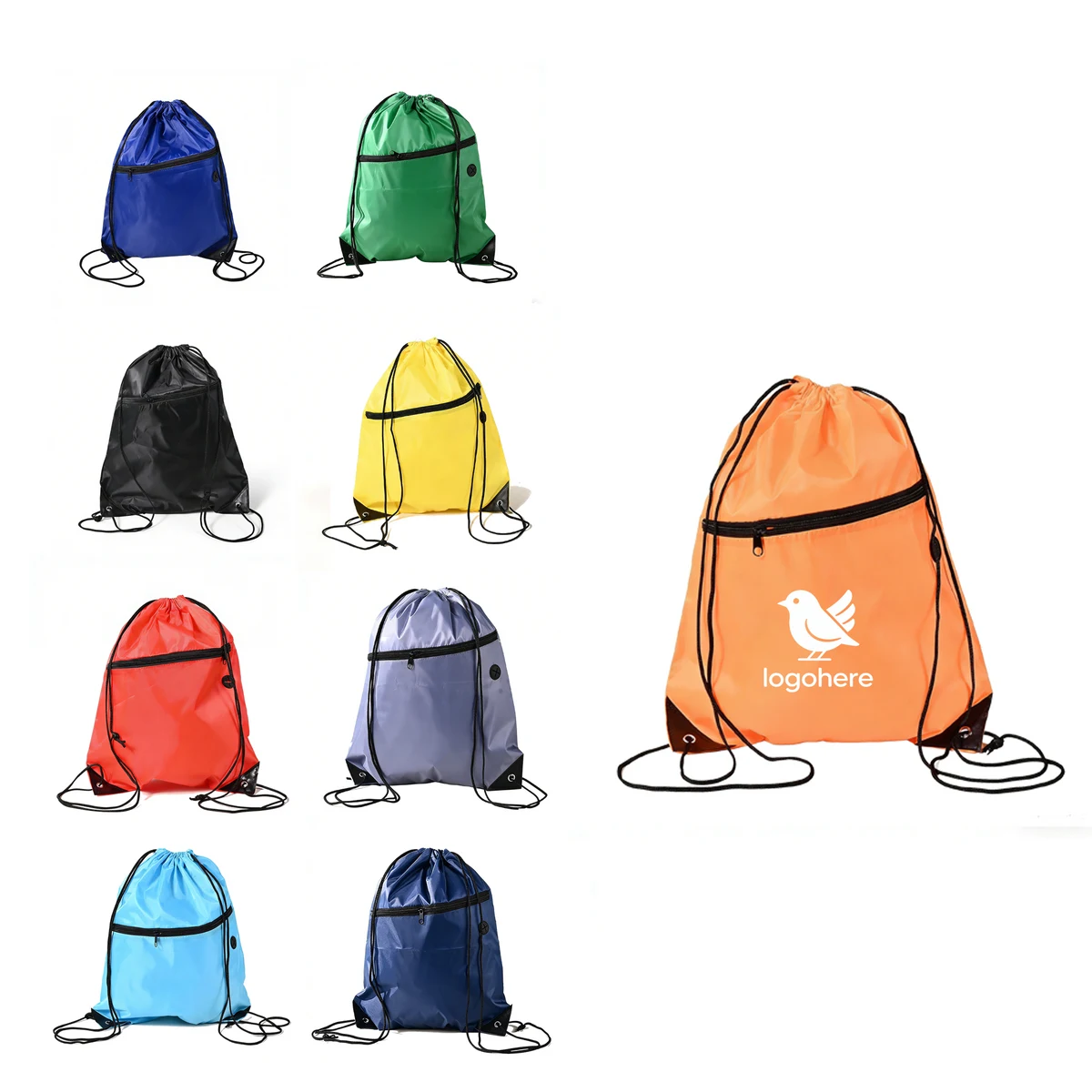 MOQ 20 Durable Drawstring Bag with Zip Pocket 1