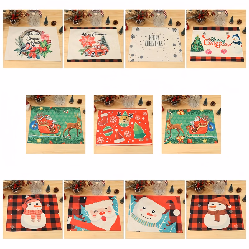 Christmas Decorations Linen Printed Placemat