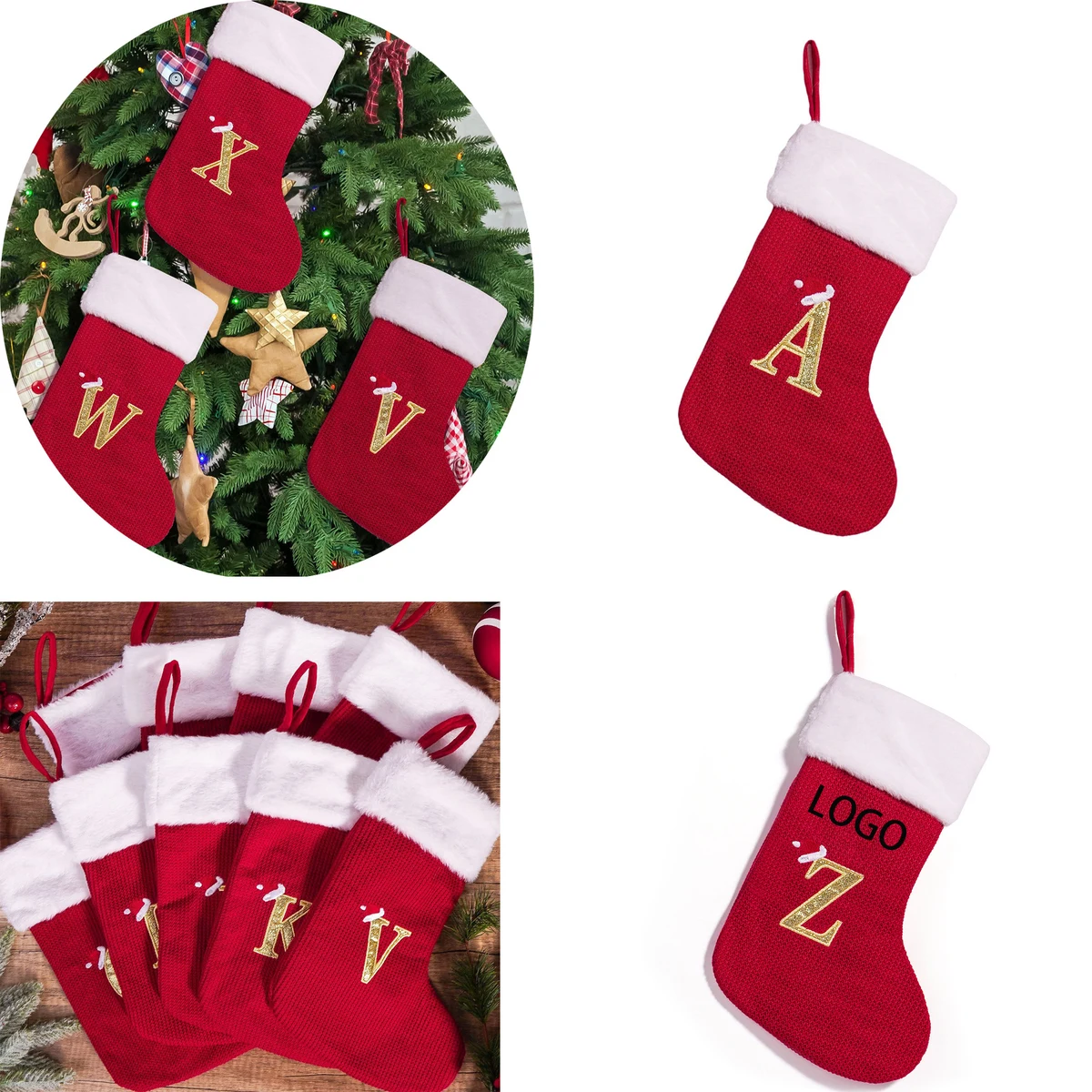 Monogrammed Christmas Stockings with Letters 1