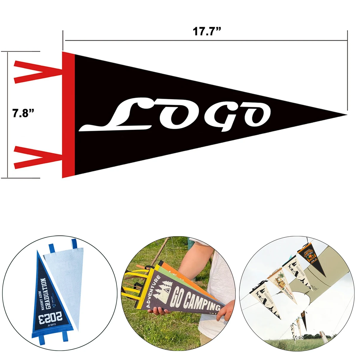 Custom Full Color Single Sided Felt Pennant 1