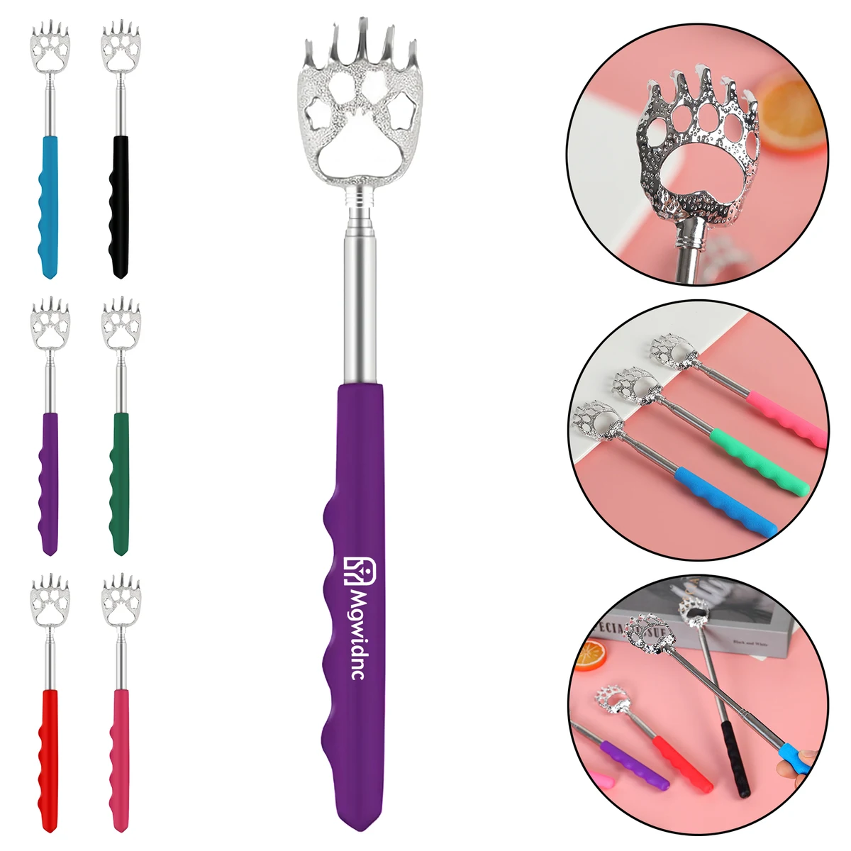 Retractable Stainless Steel Back Scratcher with Finger Grip 1
