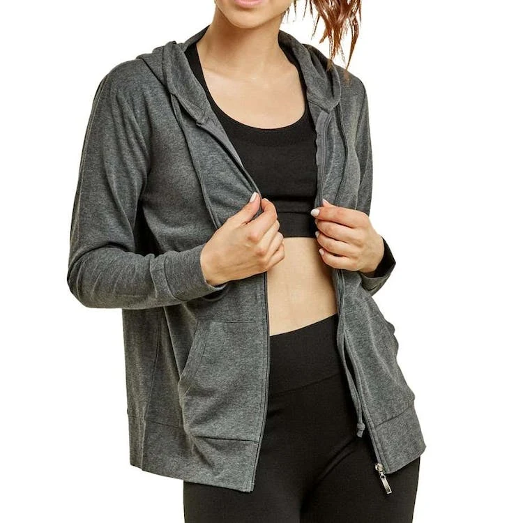 Women's Jersey Zip-Up Hoodie Jackets - XL Red 1