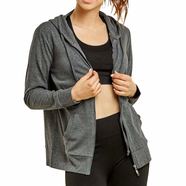 Women's Jersey Zip-Up Hoodie Jackets - XL Red