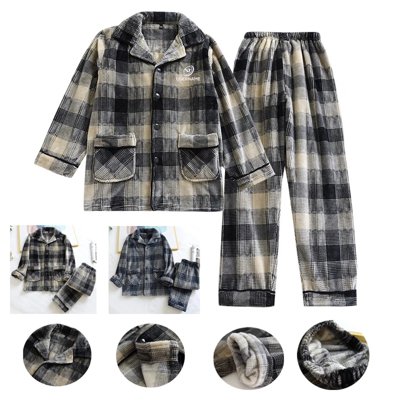 Men's Pajama Set Flannel Plaid Sleepwear PJ Sleepwear 1