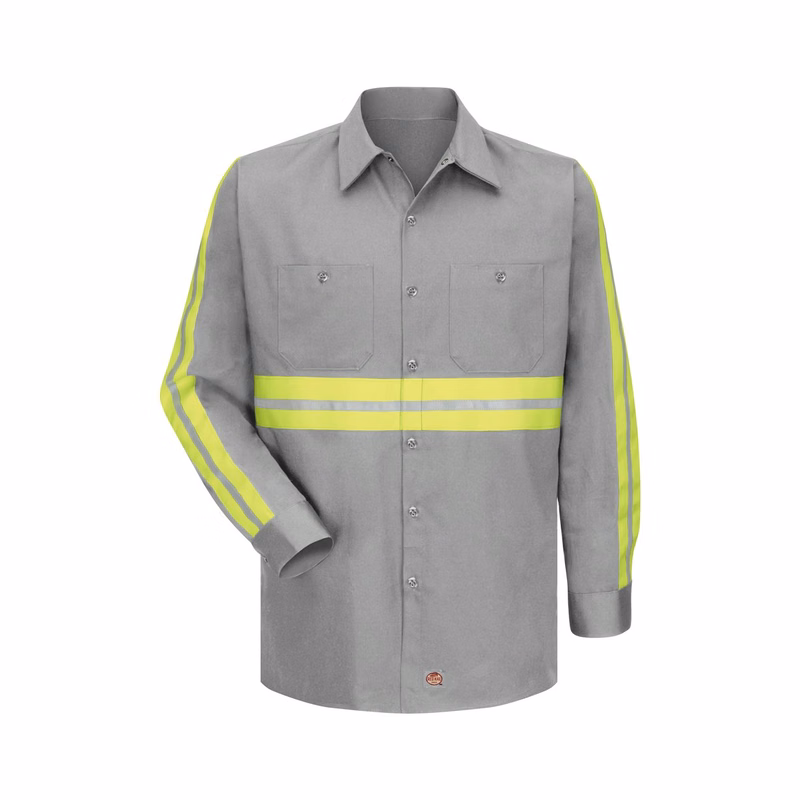 Men's Enhanced Visibility Long Sleeve Cotton Work Shirt - SC30E