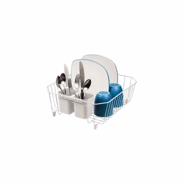 Dish Rack Sets With Cutlery Holder - White