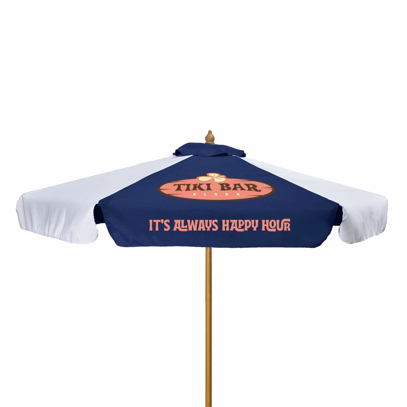 7' Wood Market Umbrella Kit with Valance (2 Imprints)