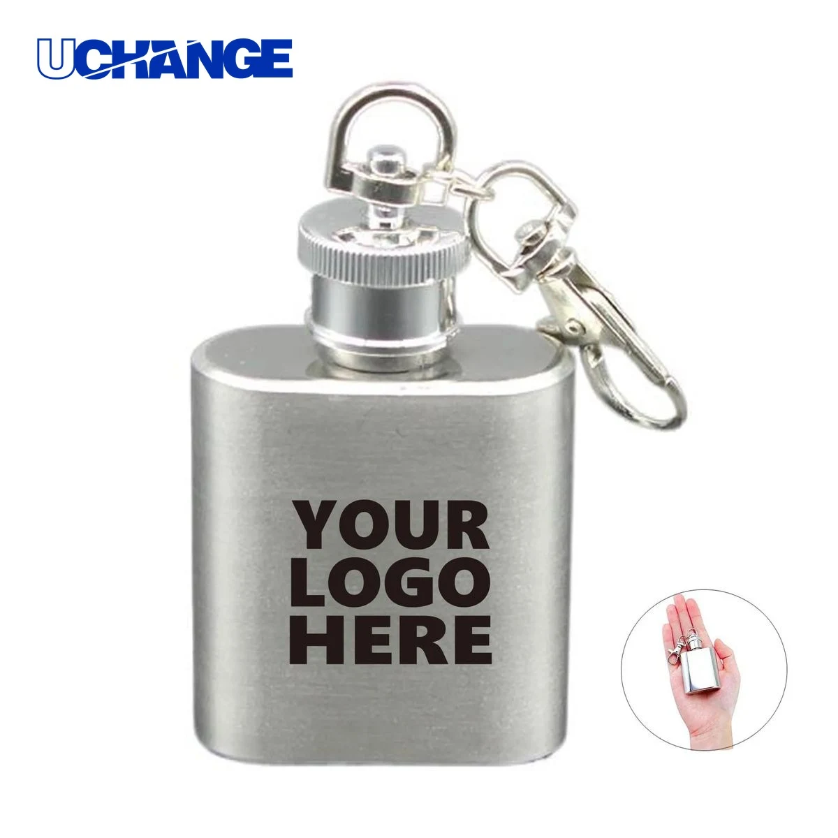 Mini Hip Flask Keychain, custom water bottle with logo imprint 1