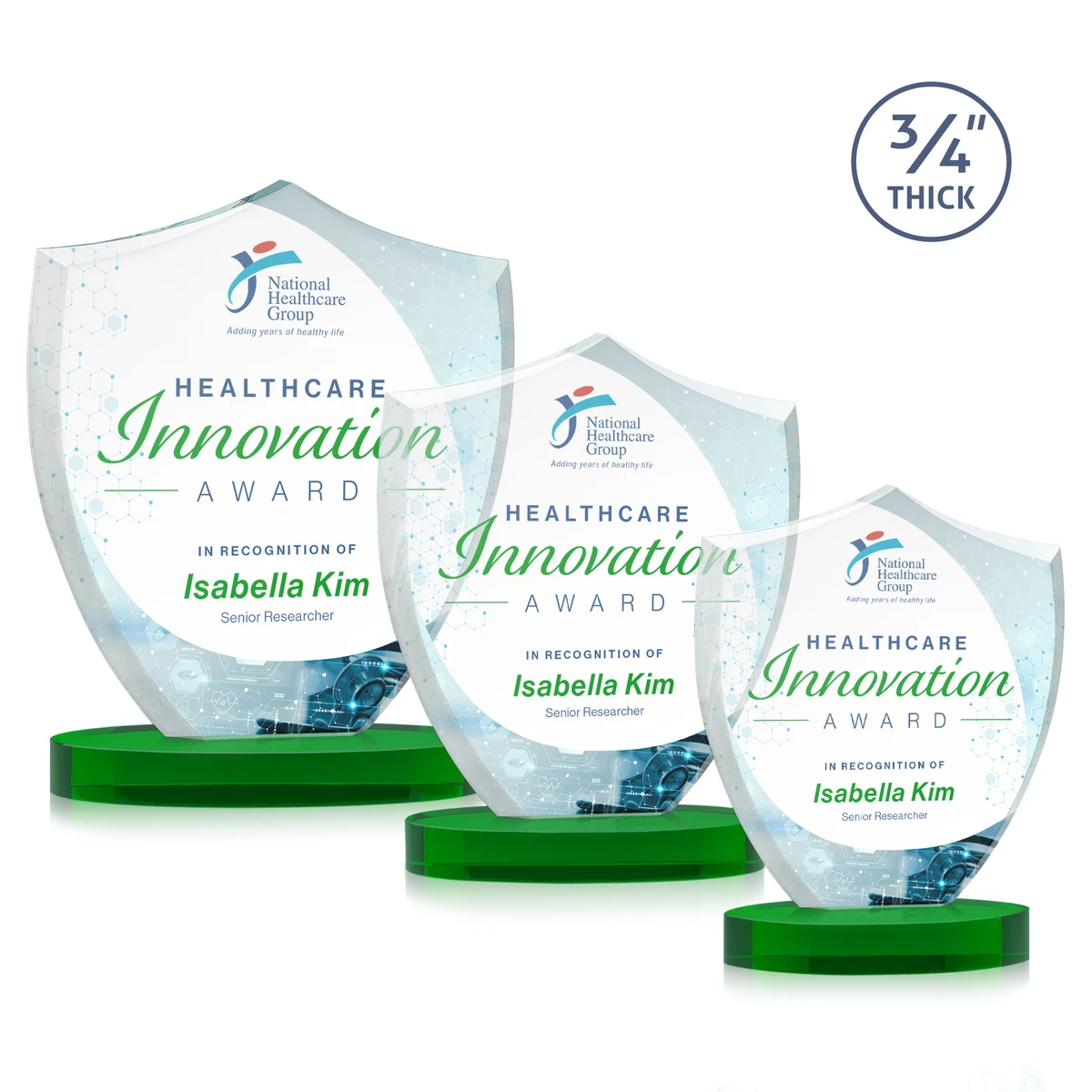 Scudo Shield VividPrint™ Award on Alberton Base - Green 1