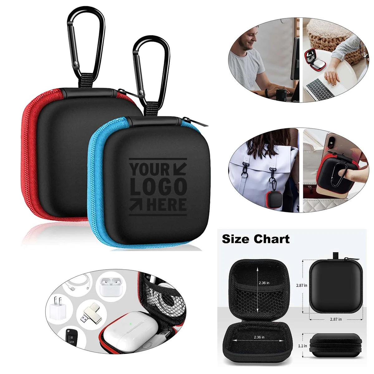 Square Earbud Case Portable EVA Carrying Case 1