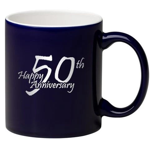 11 oz. White In / Cobalt Blue Out Two Toned C Handle Mug 1