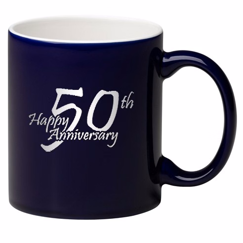11 oz. White In / Cobalt Blue Out Two Toned C Handle Mug
