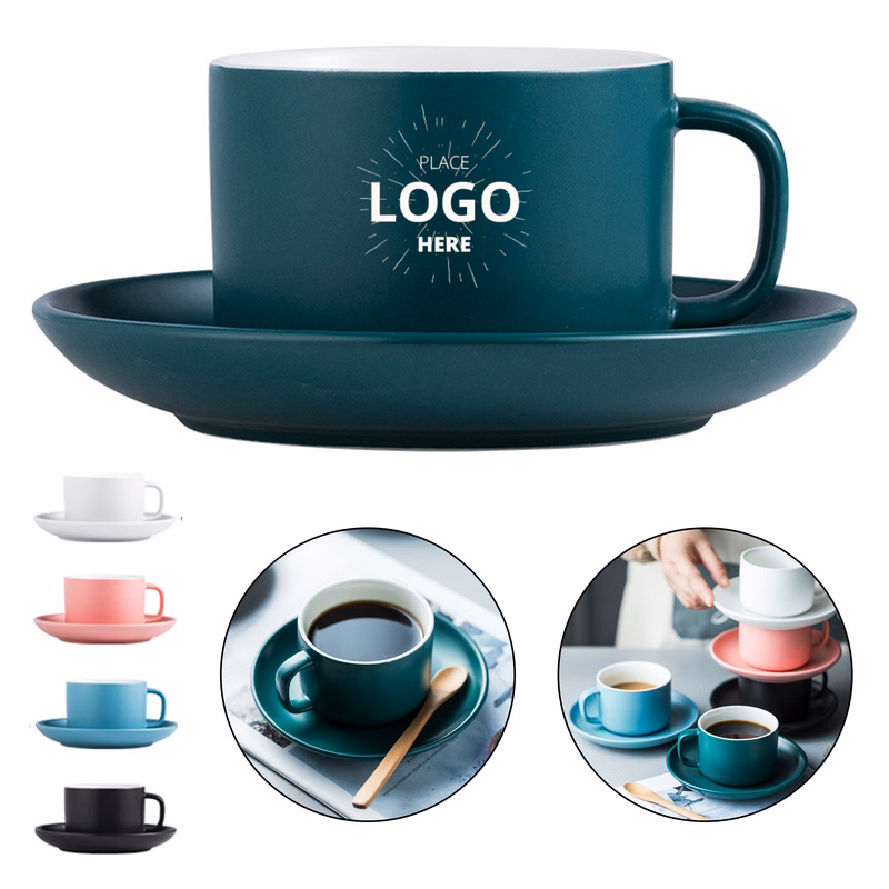 Matte Ceramic Coffee Cup Saucer Set