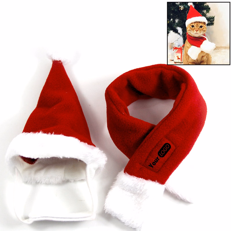 Christmas Hat and Scarf Outfit for Pets
