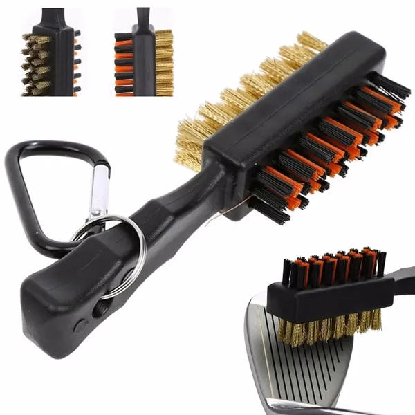Custom Dual-Sided Golf Club Brush with Carabiner — Course Equipment Maintenance