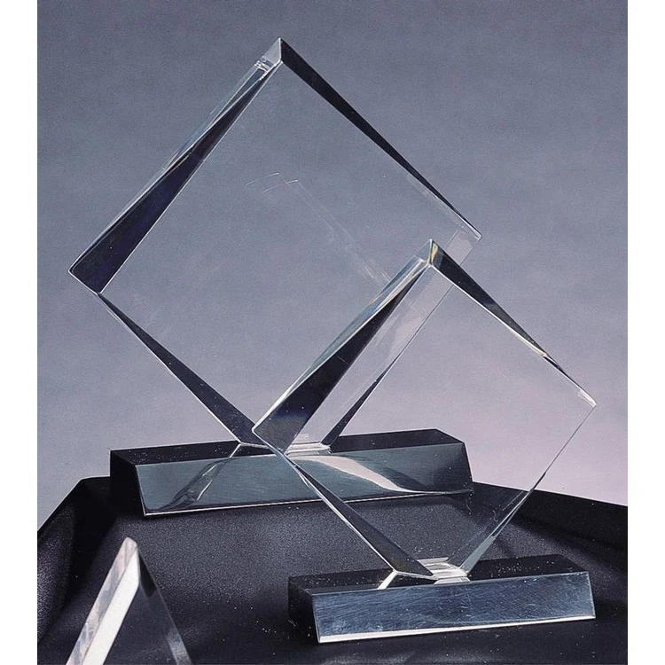 7" x 6-1/2" Diamond Crystal Clear Acrylic Award w/ Black Base 1