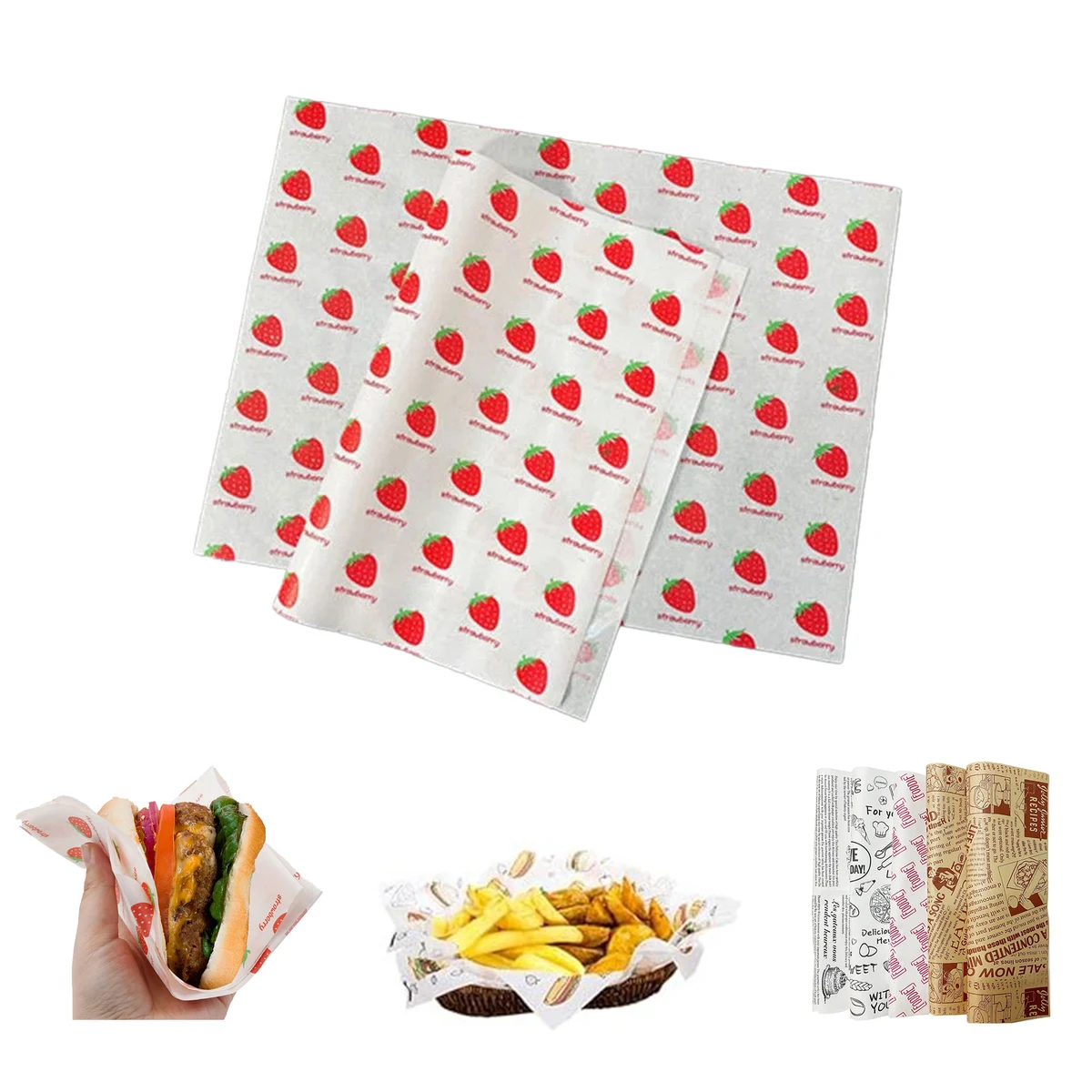 15" x 11" Oil Resistant Hamburger Food Wrapping Paper 1