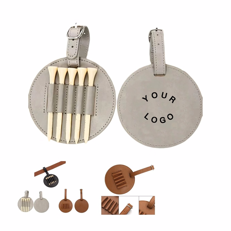 Durable PU Leather Golf Tee Holder with Slots