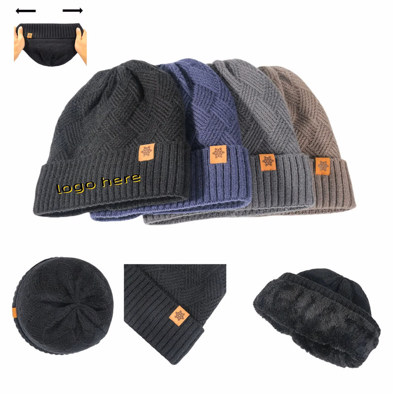 Fleece-Lined Thick Knit Hat