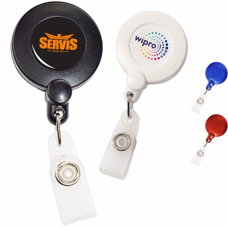 Retractable Round Corner Strap Badge Reel Holder w/ Belt Clip