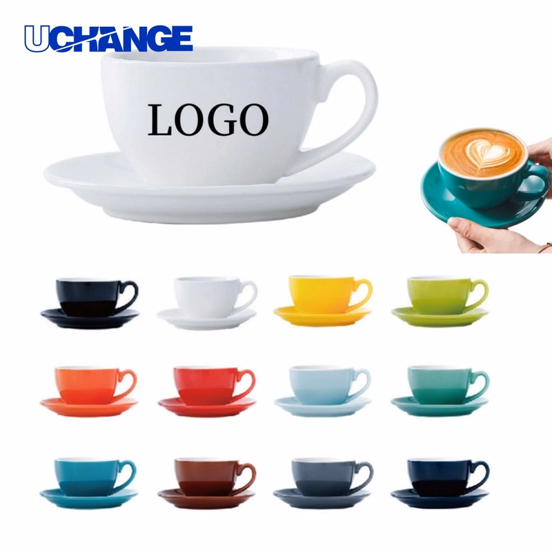 Ceramic Coffee Cup and Saucer Set (8.4 Oz)
