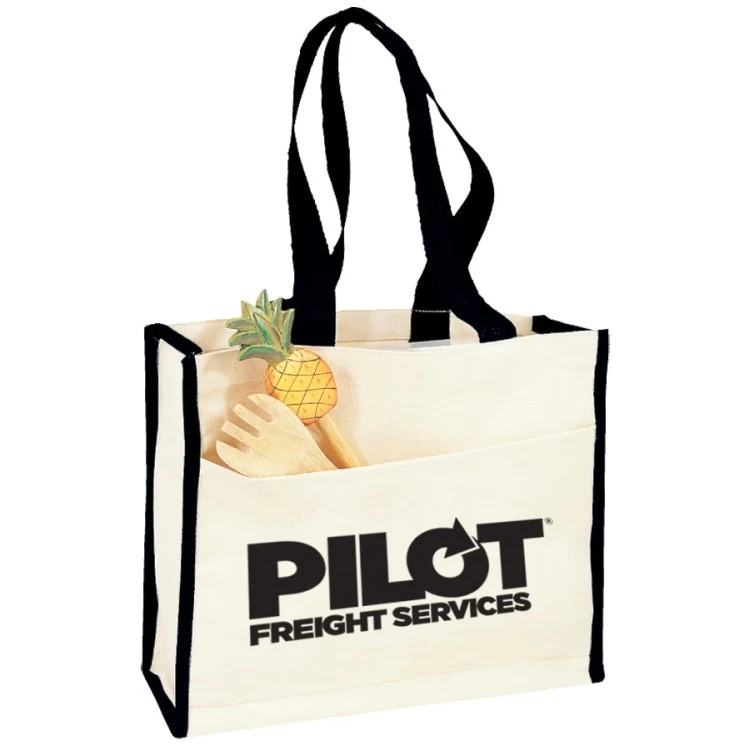 Canvas Gusset Tote w/Colored Handles, custom tote bag with logo imprint 1