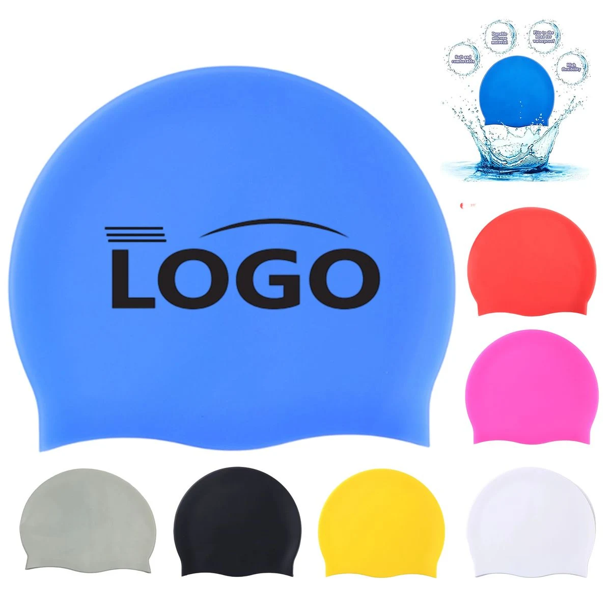 MOQ 10 Children's Silicone Swim Cap 1