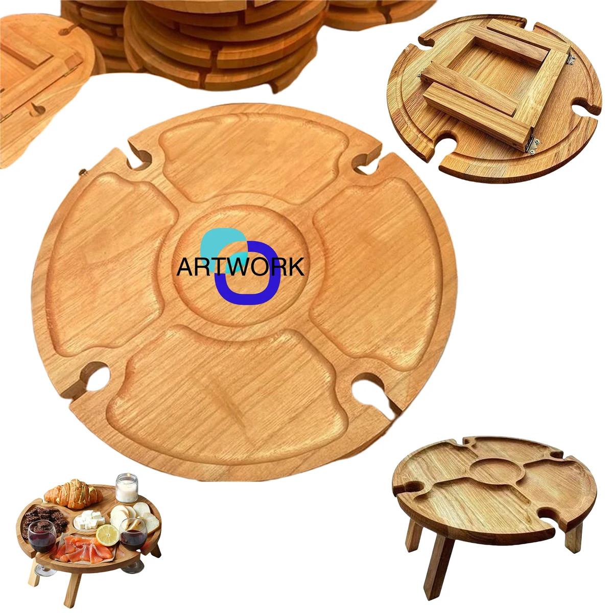 Camping Wood Wine Holder Table 1