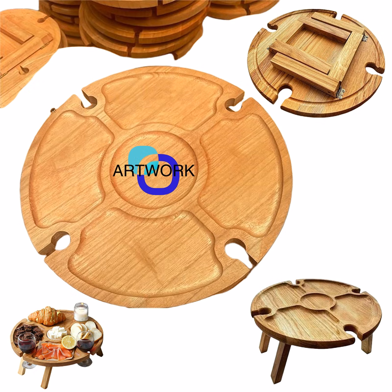 Camping Wood Wine Holder Table