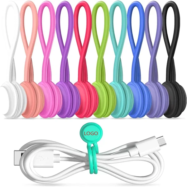 Custom 4.33 Inch Magnetic Silicone Cable Ties — Cord Organization Office Essential 1