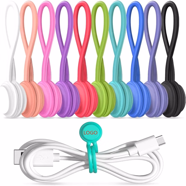 Custom 4.33 Inch Magnetic Silicone Cable Ties — Cord Organization Office Essential