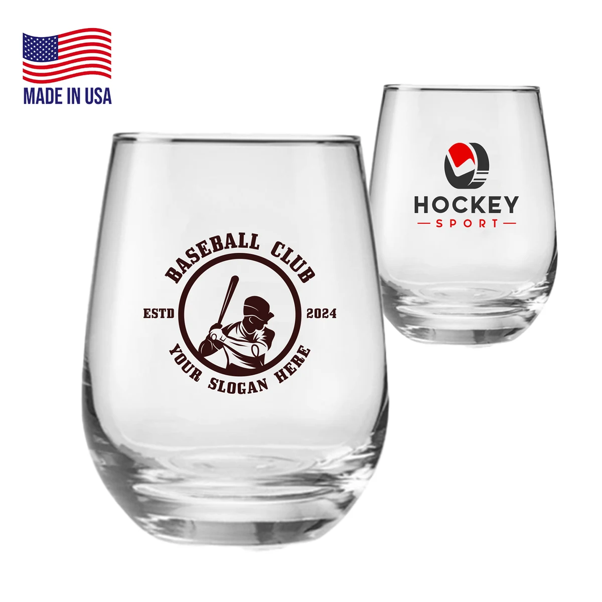 15.25 oz. USA Made Libbey Stemless Glasses W/ Custom Logo 1