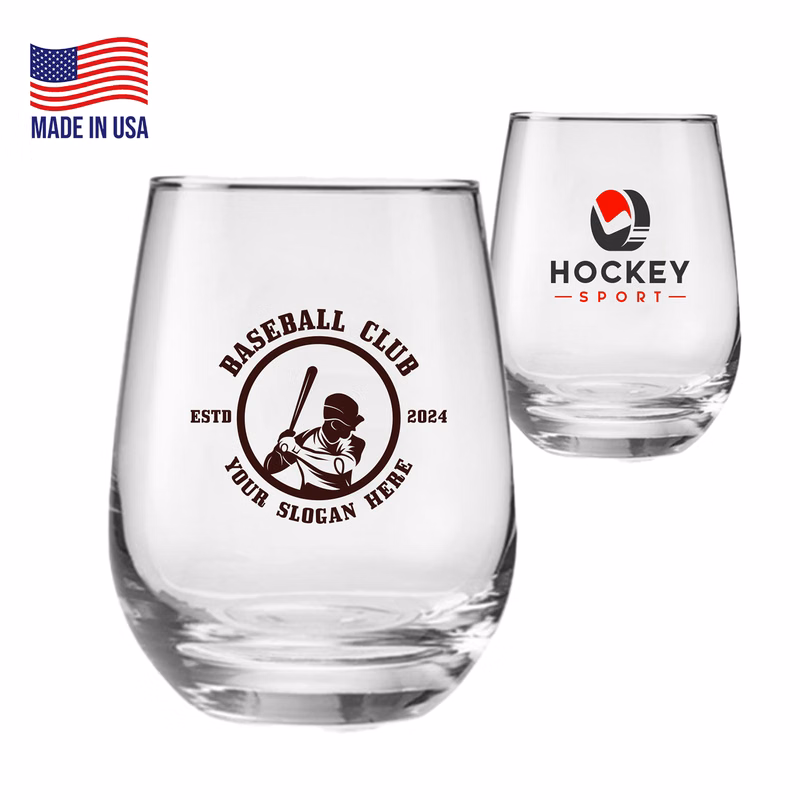 15.25 oz. USA Made Libbey Stemless Glasses W/ Custom Logo