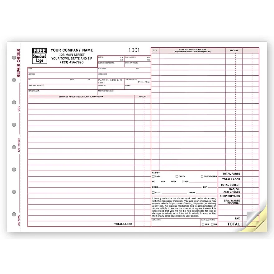 Repair Orders - Expanded, Carbonless 1