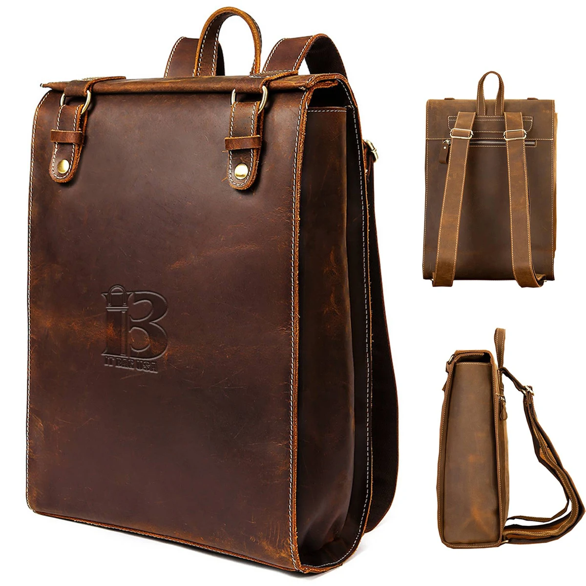 Genuine Leather Business Work backpack 1