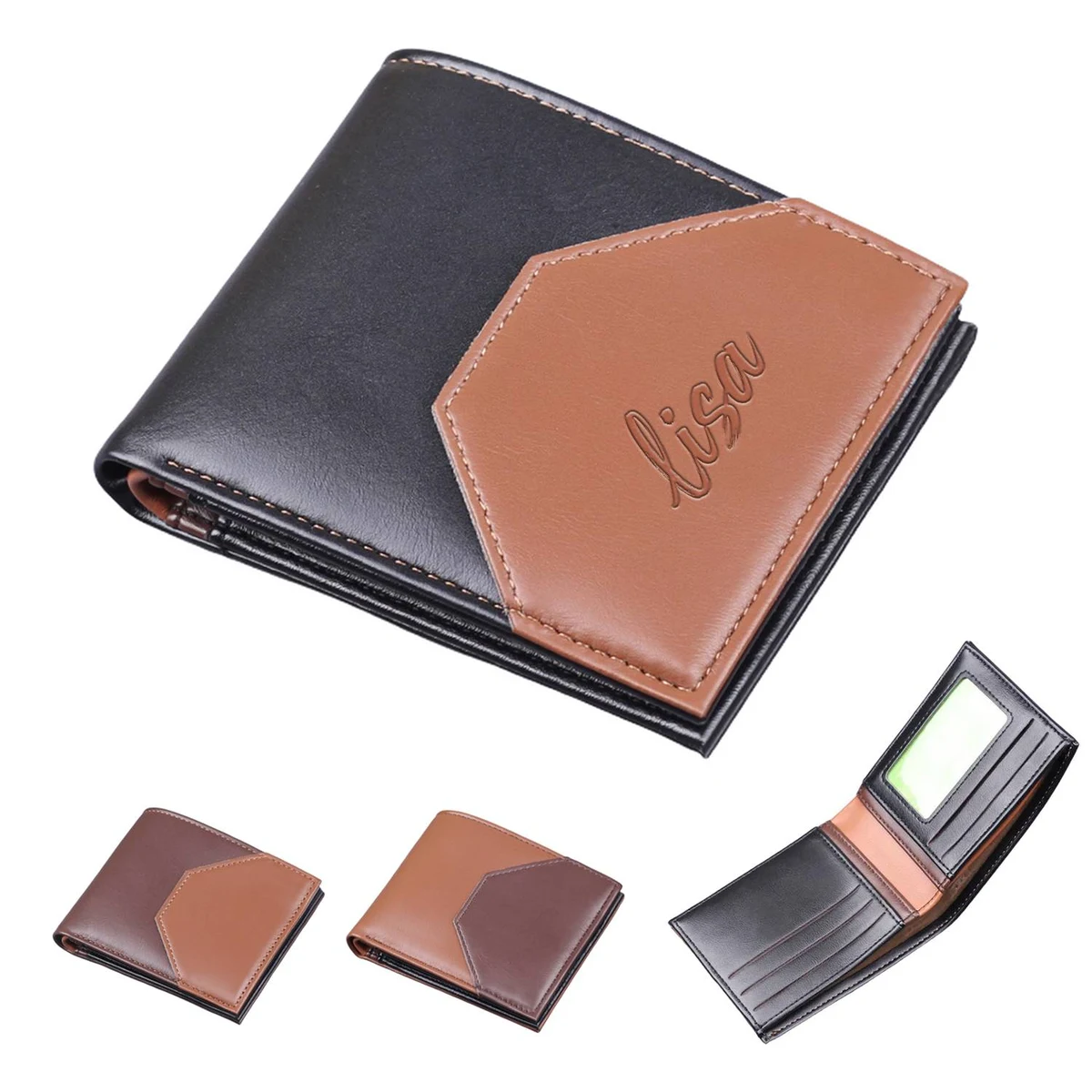 Men PU Leather Bifold Wallet Card Holder 1