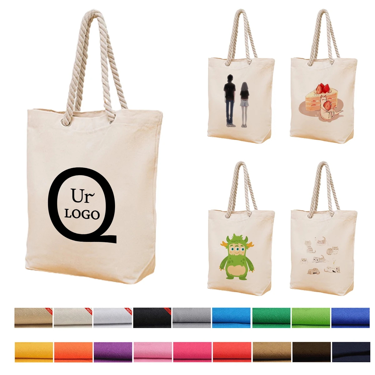 Twine Handle 5Oz Canvas Bag, custom tote bag with logo imprint 1