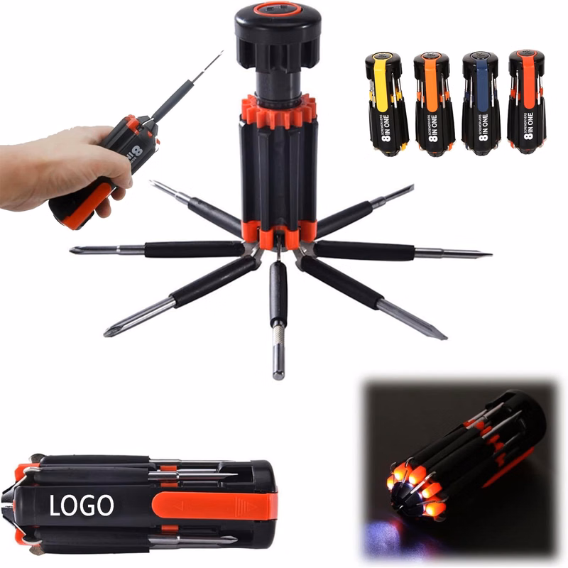 8 in 1 Screwdrivers with Flashlight
