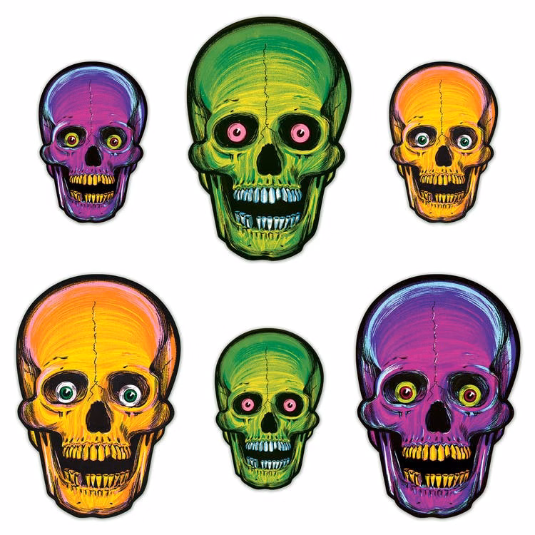 Glow-in-Dark Skulls - Assorted 6 Pack