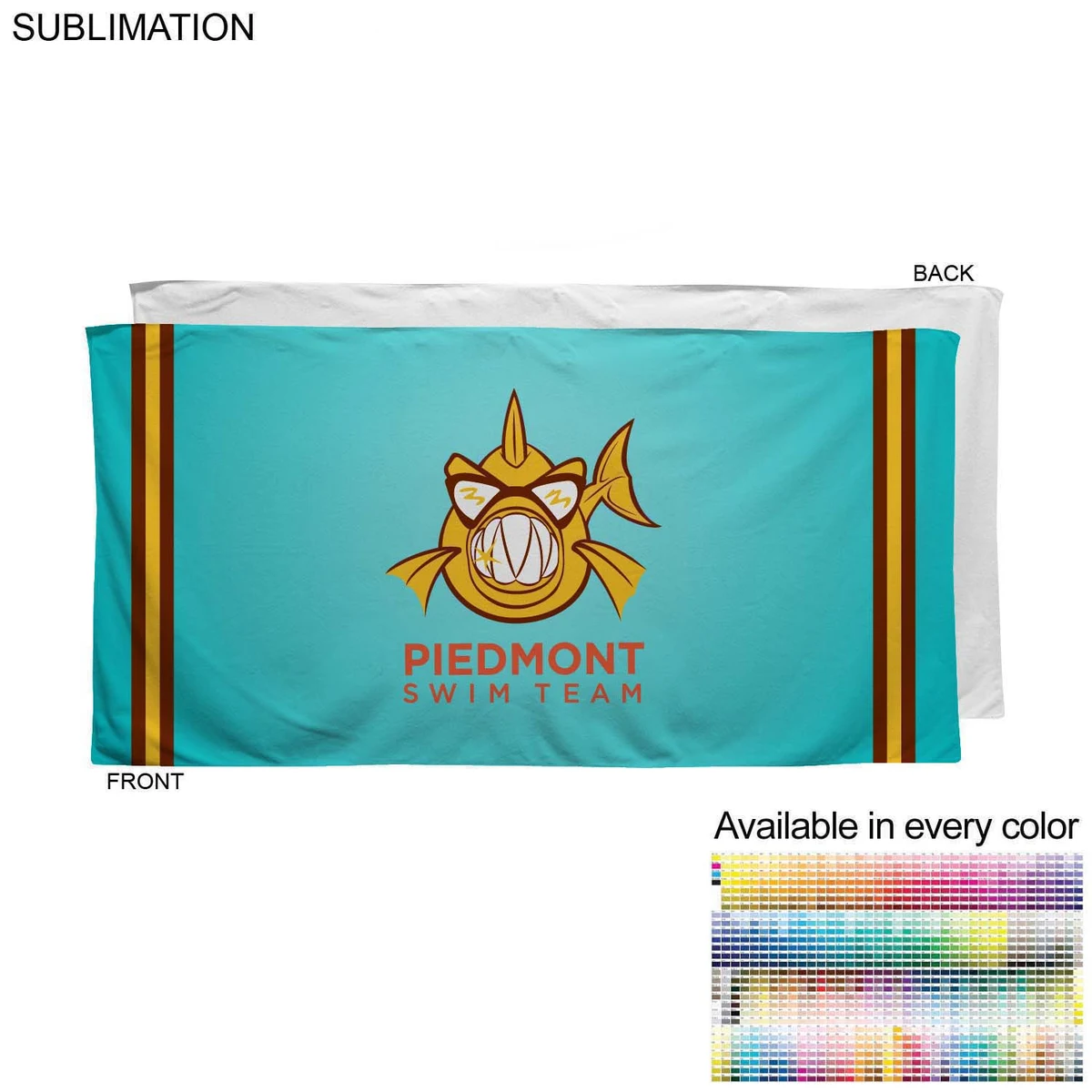Swim Towel in Plush and Soft Velour Terry Cotton Blend, 24x48, Sublimated Edge to Edge 1