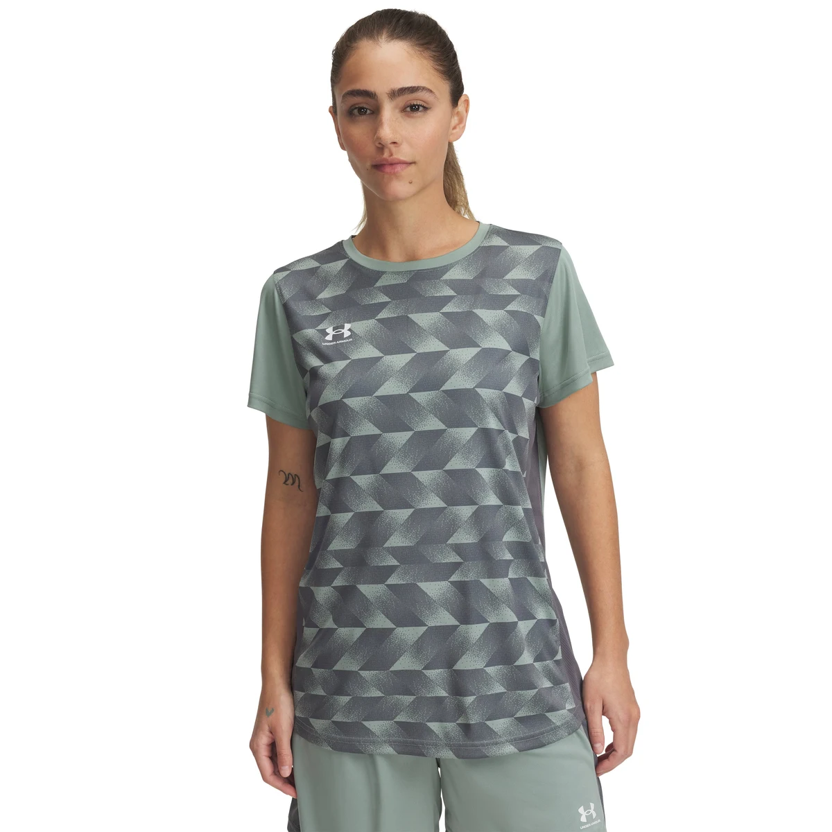 UA Challenger Printed Women's Training Short Sleeve 1