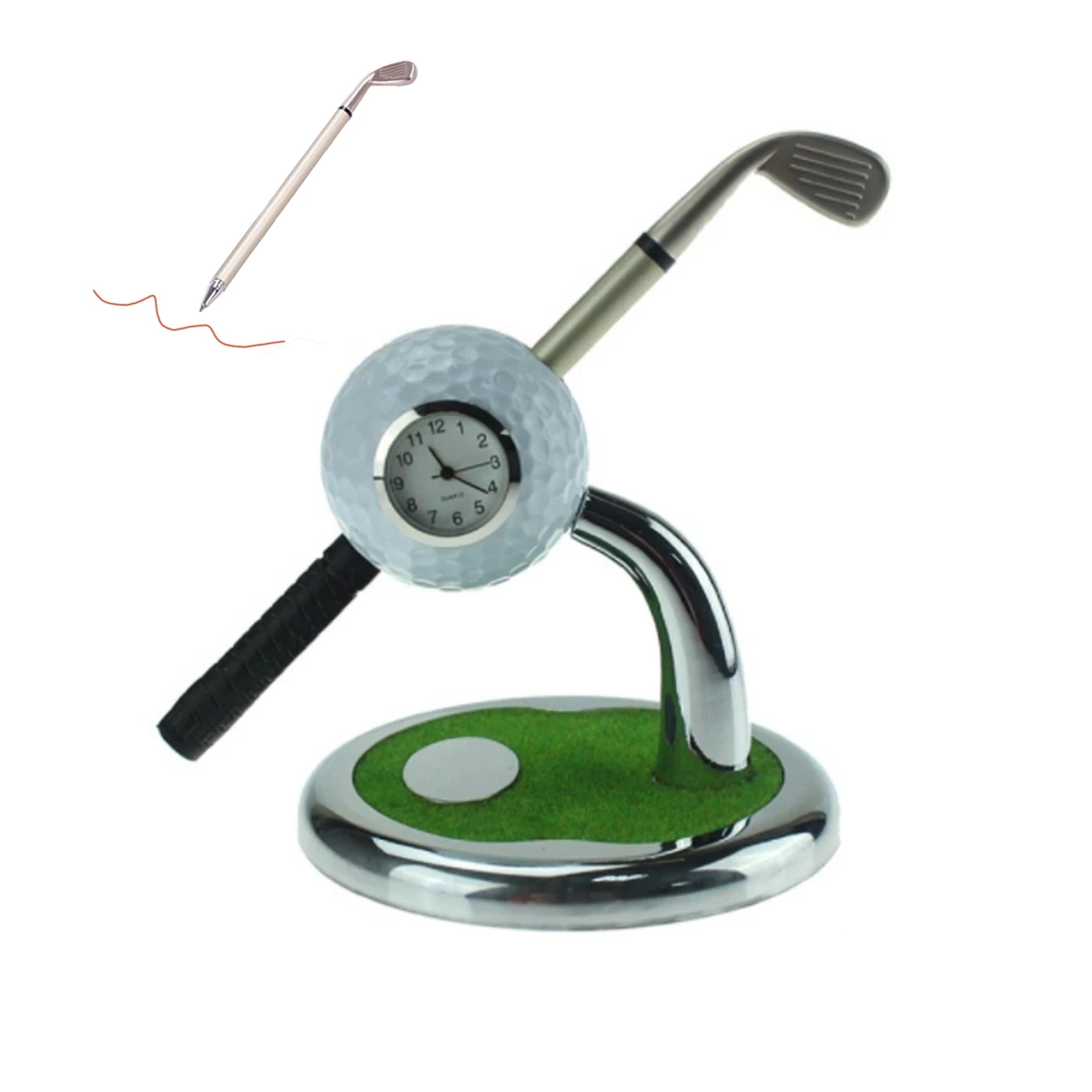 Golf Club Desk Pen Stands With Clock Base 1