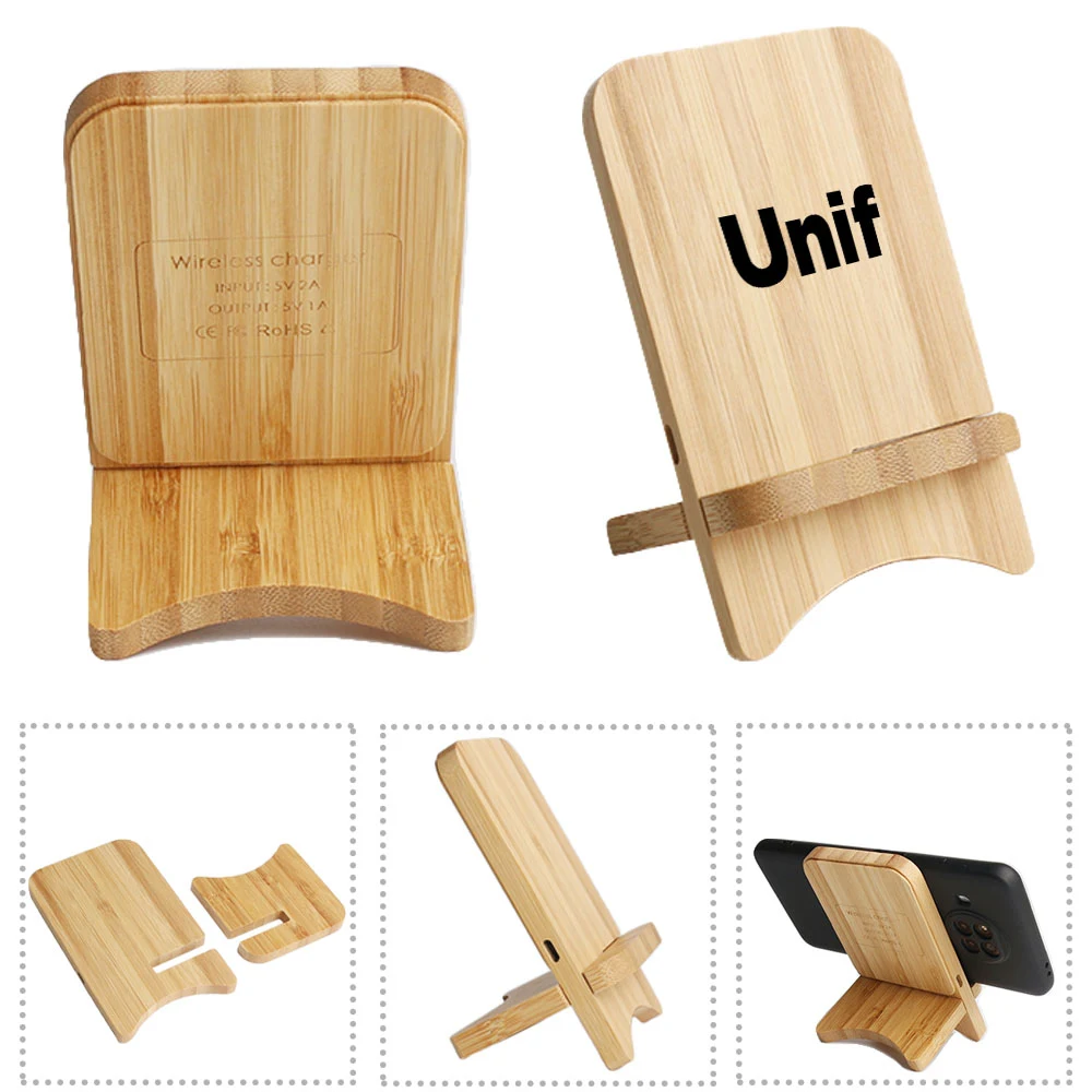Foldable Bamboo Wireless Charger Stand 1