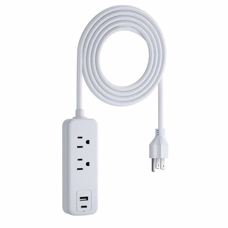 2 Outlet Surge Protectors1 USB-C &1 USB-A - 5' Cable White